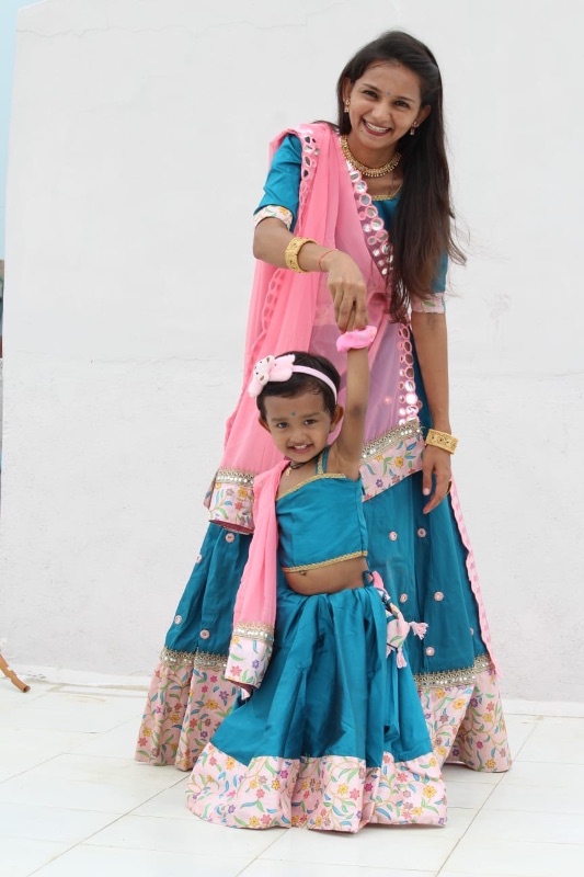 Mother Daughter combo Rama Choli