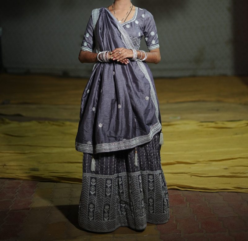 Elegant es color choli with white small flower & lace