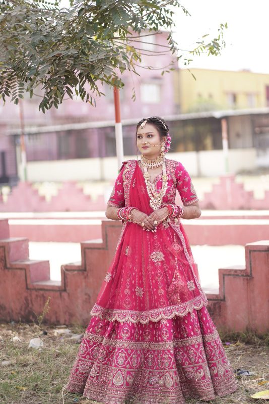 Red bridal lahenga
