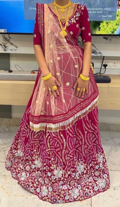 Dark pink lehenga